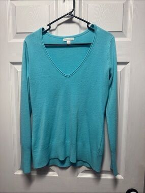 New York & Company Teal V-Neck Sweater